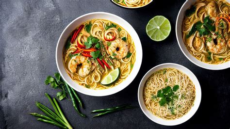 Laksa Johor: Uma explosão picante de sabores que se fundem numa sopa cremosa e reconfortante!